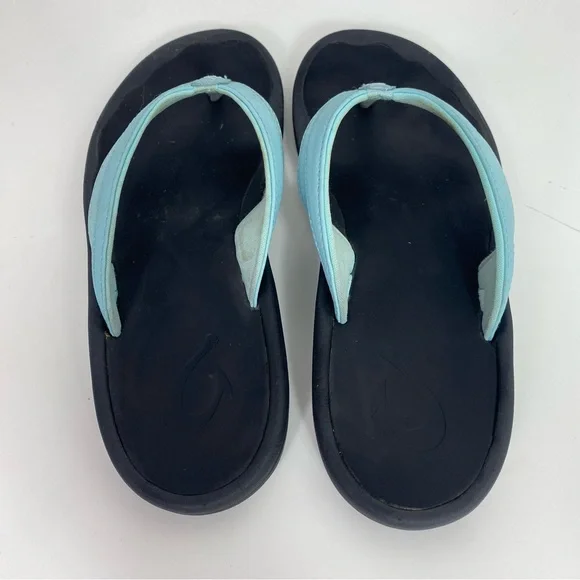 Olukai flip flops women’s size 6 blue and black Ohana Flip-Flops - Picture 4 of 6